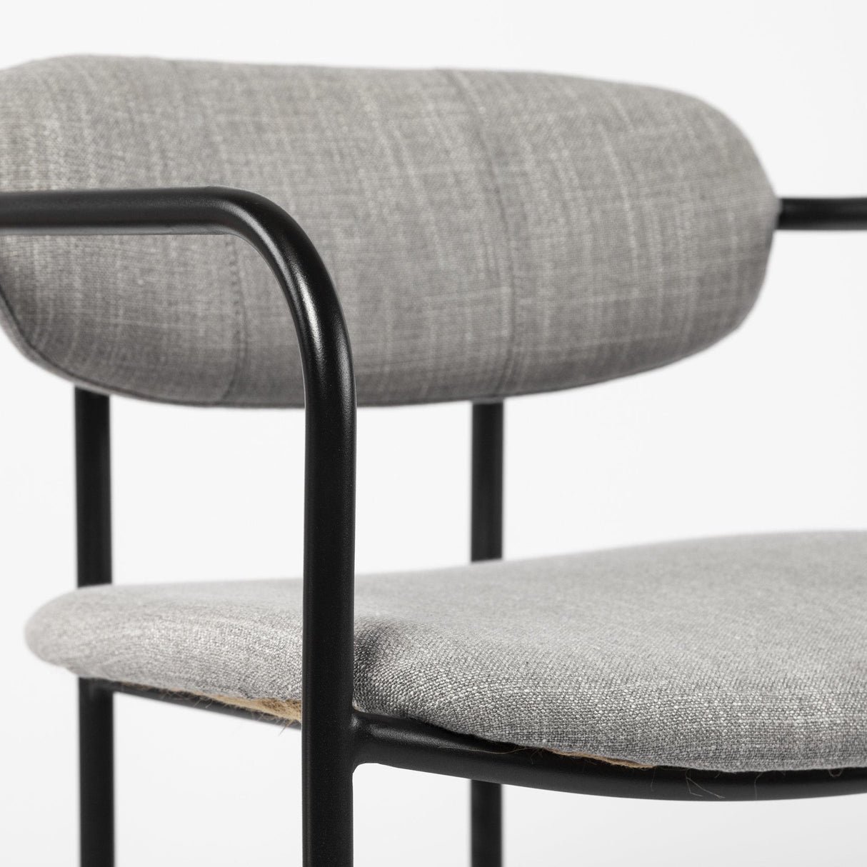 Mercana Parker Gray Fabric Seat Black Metal Dining Chair