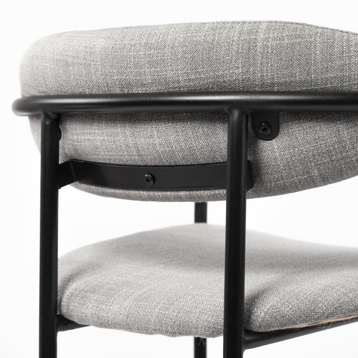 Mercana Parker Gray Fabric Seat Black Metal Dining Chair