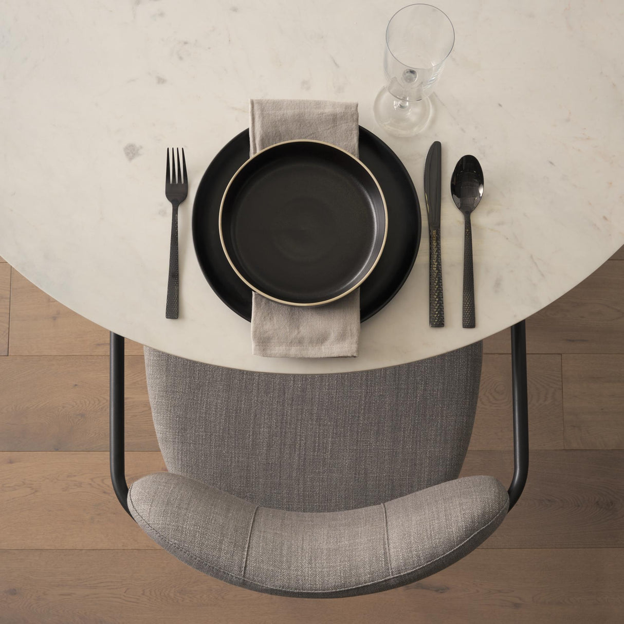 Mercana Parker Gray Fabric Seat Black Metal Dining Chair