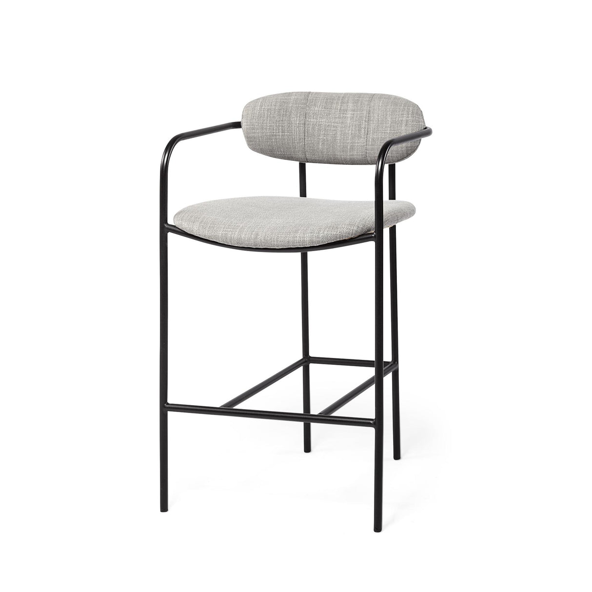 Mercana Parker Gray Fabric Seat Black Metal Counter Stool