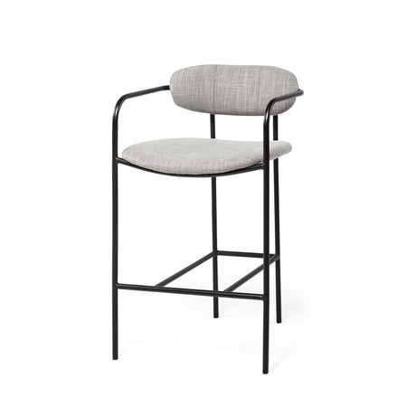 Mercana Parker Gray Fabric Seat Black Metal Counter Stool