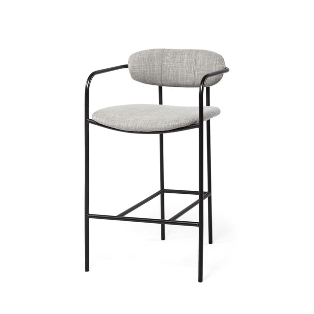Mercana Parker Gray Fabric Seat Black Metal Counter Stool