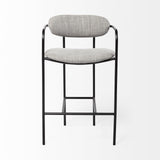 Mercana Parker Gray Fabric Seat Black Metal Counter Stool