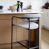 Mercana Parker Gray Fabric Seat Black Metal Counter Stool