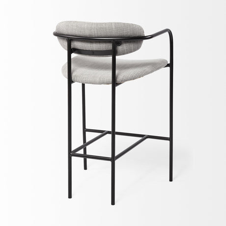 Mercana Parker Gray Fabric Seat Black Metal Counter Stool
