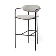 Mercana Parker Gray Fabric Seat Black Metal Bar Stool