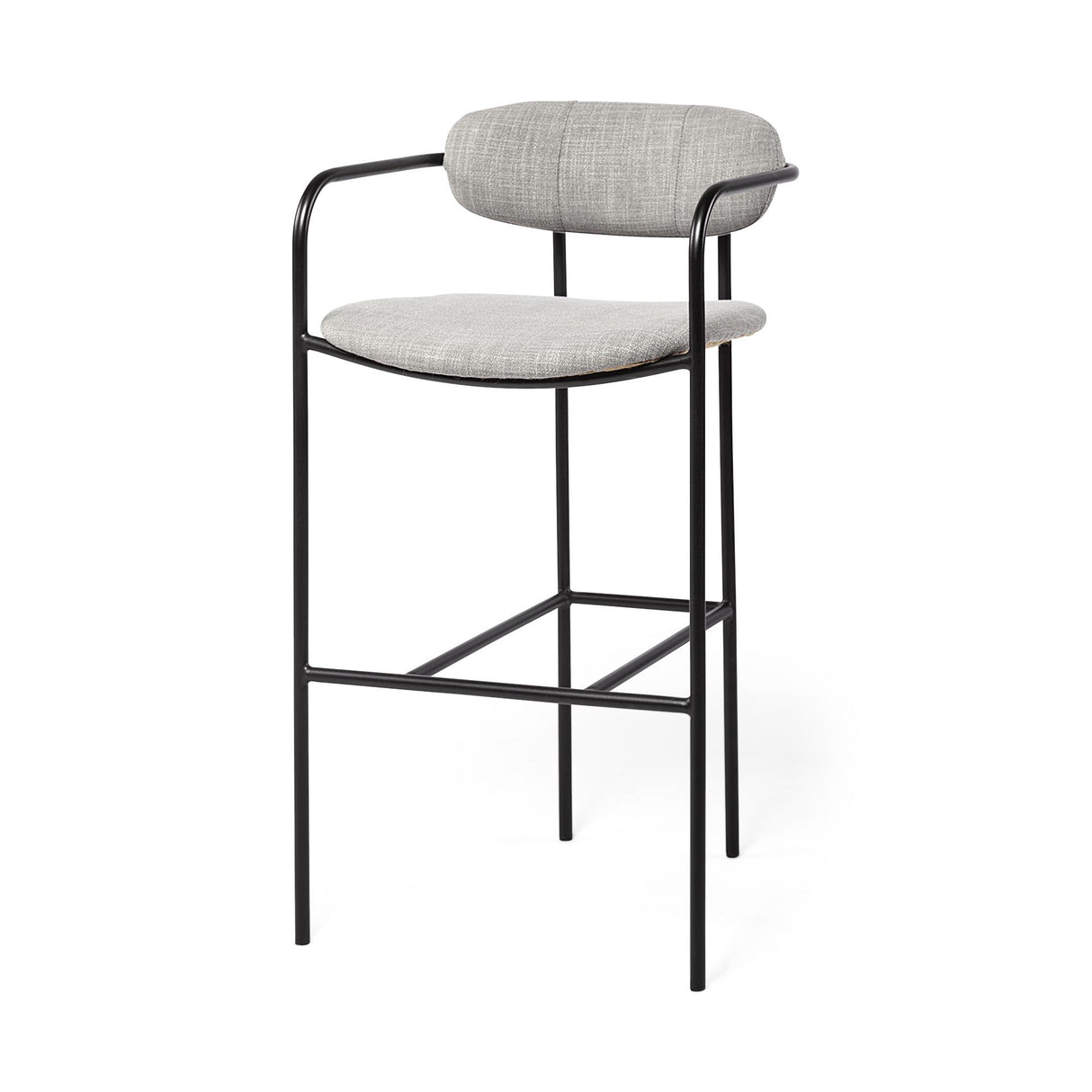 Mercana Parker Gray Fabric Seat Black Metal Bar Stool