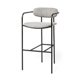 Mercana Parker Gray Fabric Seat Black Metal Bar Stool