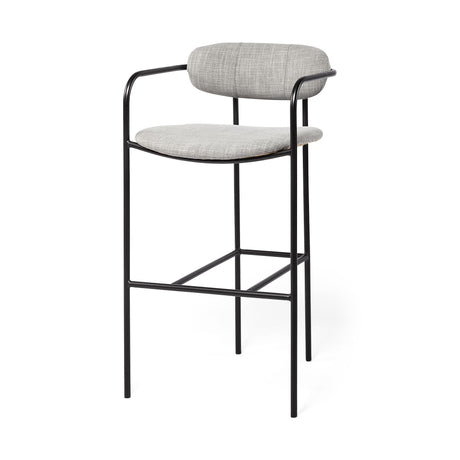 Mercana Parker Gray Fabric Seat Black Metal Bar Stool