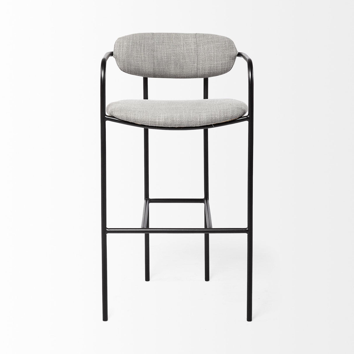 Mercana Parker Gray Fabric Seat Black Metal Bar Stool