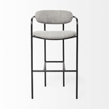 Mercana Parker Gray Fabric Seat Black Metal Bar Stool