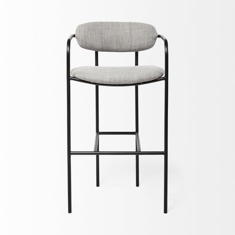 Mercana Parker Gray Fabric Seat Black Metal Bar Stool