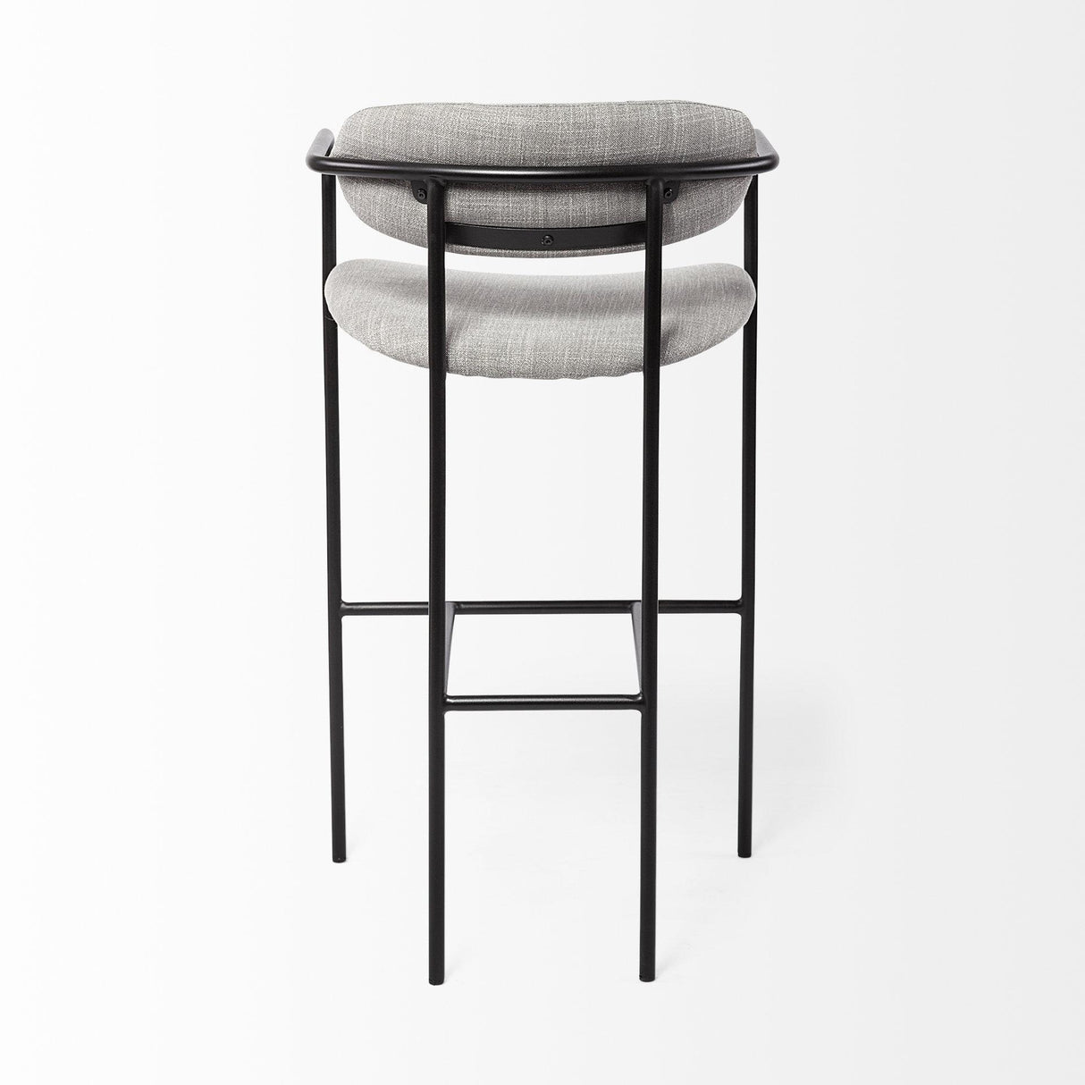 Mercana Parker Gray Fabric Seat Black Metal Bar Stool