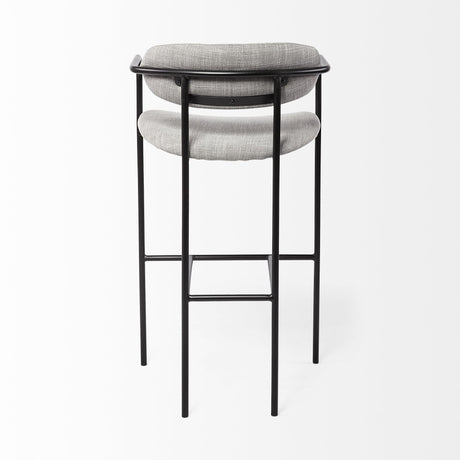 Mercana Parker Gray Fabric Seat Black Metal Bar Stool
