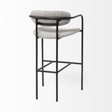 Mercana Parker Gray Fabric Seat Black Metal Bar Stool