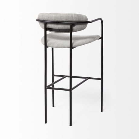Mercana Parker Gray Fabric Seat Black Metal Bar Stool