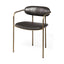 Mercana Parker Brown Faux Leather Seat Gold Metal Dining Chair