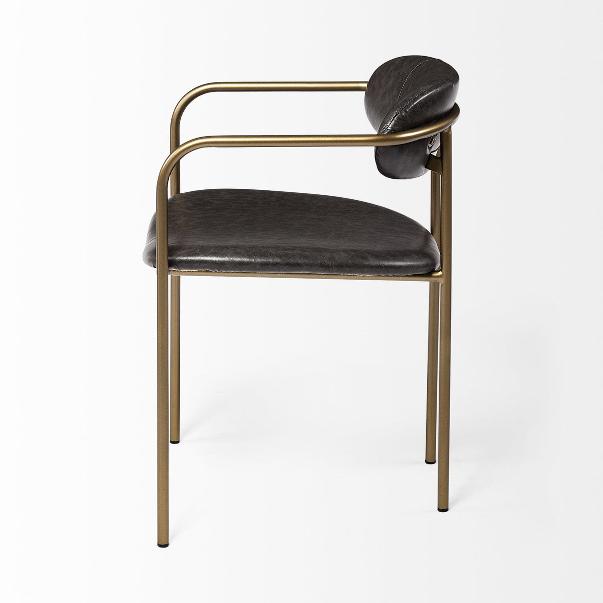 Mercana Parker Brown Faux Leather Seat Gold Metal Dining Chair