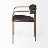 Mercana Parker Brown Faux Leather Seat Gold Metal Dining Chair