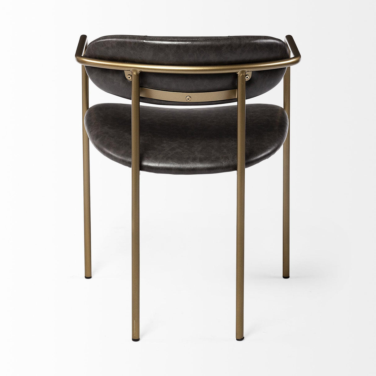 Mercana Parker Brown Faux Leather Seat Gold Metal Dining Chair