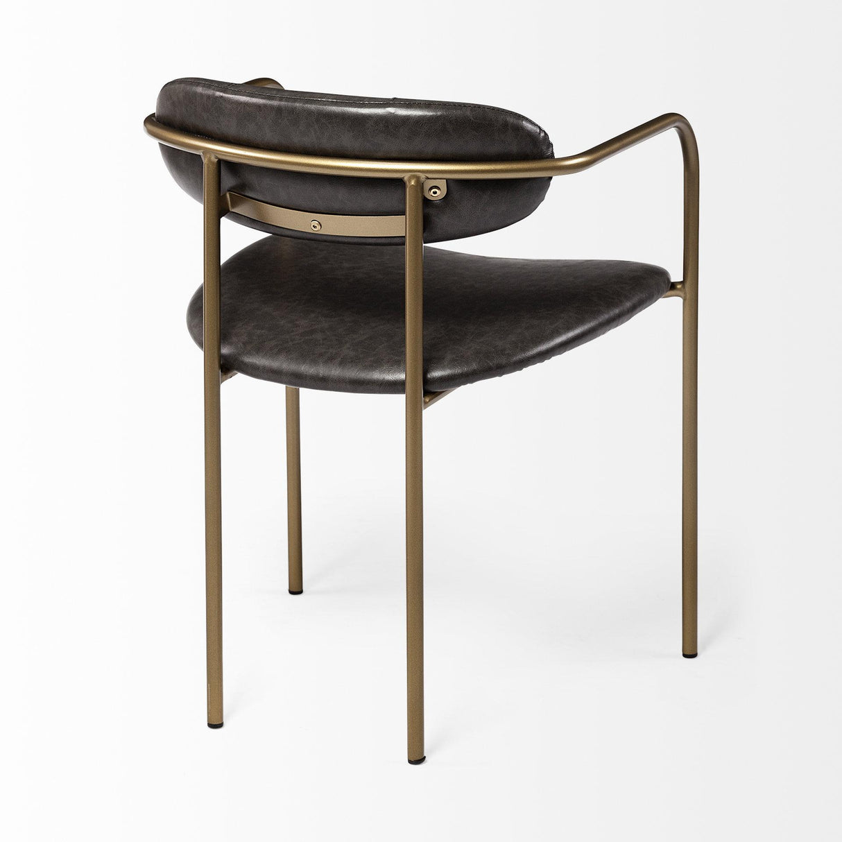 Mercana Parker Brown Faux Leather Seat Gold Metal Dining Chair