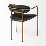 Mercana Parker Brown Faux Leather Seat Gold Metal Dining Chair