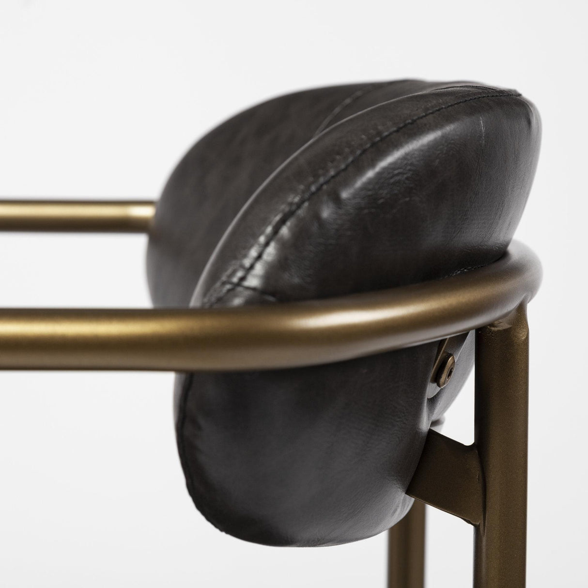 Mercana Parker Brown Faux Leather Seat Gold Metal Dining Chair