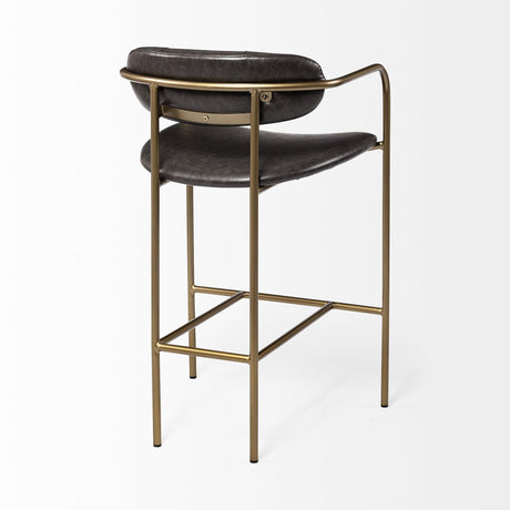 Mercana Parker Brown Faux Leather Seat Gold Metal Counter Stool