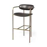 Mercana Parker Brown Faux Leather Seat Gold Metal Bar Stool