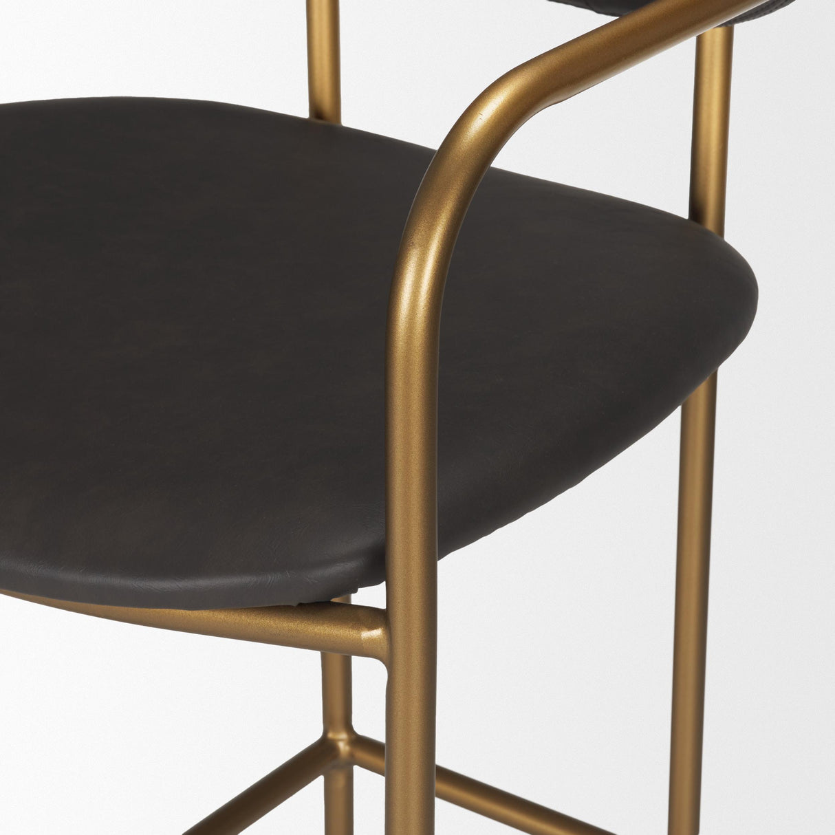 Mercana Parker Brown Faux Leather Seat Gold Metal Bar Stool