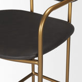 Mercana Parker Brown Faux Leather Seat Gold Metal Bar Stool