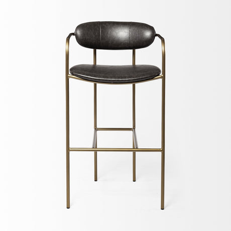 Mercana Parker Brown Faux Leather Seat Gold Metal Bar Stool