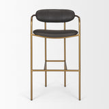 Mercana Parker Brown Faux Leather Seat Gold Metal Bar Stool