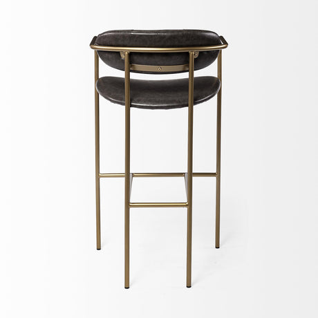 Mercana Parker Brown Faux Leather Seat Gold Metal Bar Stool