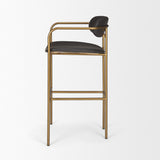 Mercana Parker Brown Faux Leather Seat Gold Metal Bar Stool