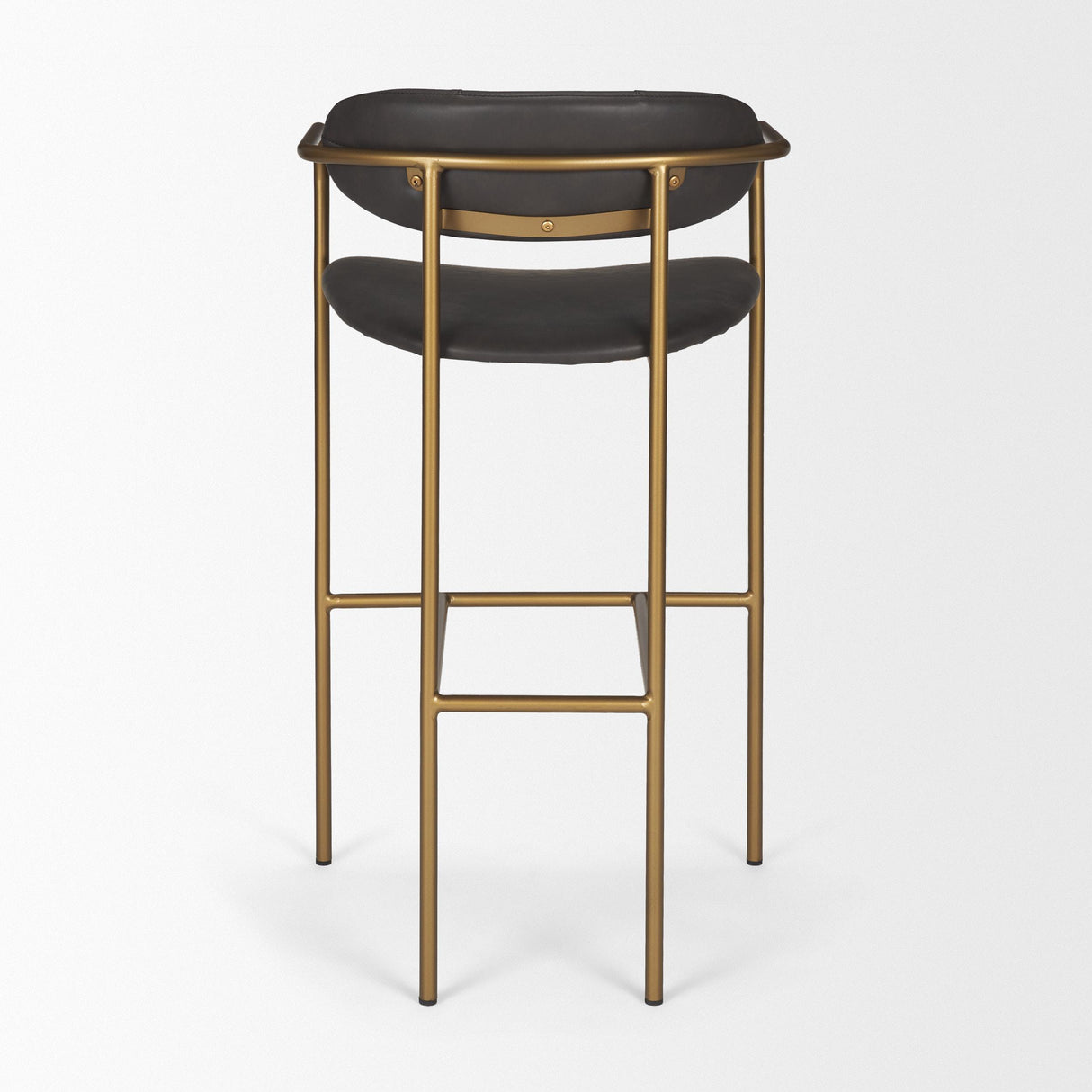 Mercana Parker Brown Faux Leather Seat Gold Metal Bar Stool