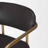 Mercana Parker Brown Faux Leather Seat Gold Metal Bar Stool