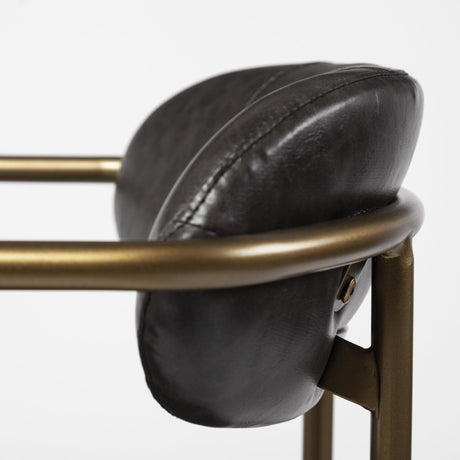 Mercana Parker Brown Faux Leather Seat Gold Metal Bar Stool