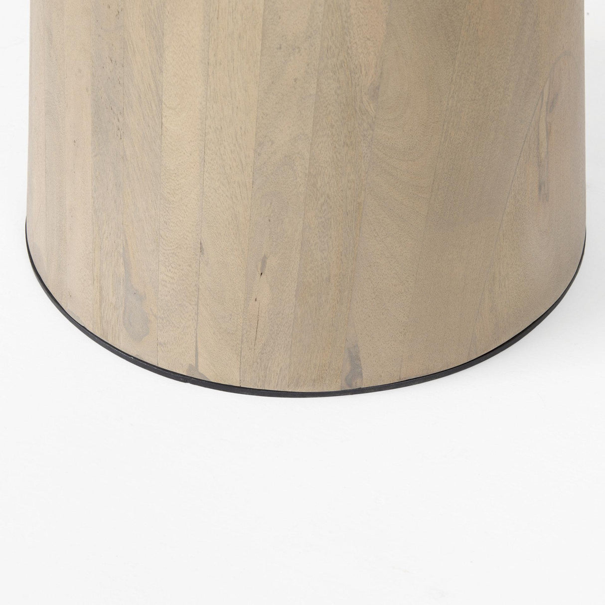 Mercana Maxwell 48L x 48W x 30H White Marble Round Top W/ Black Metal and Wood Pedestal Base Dining Table