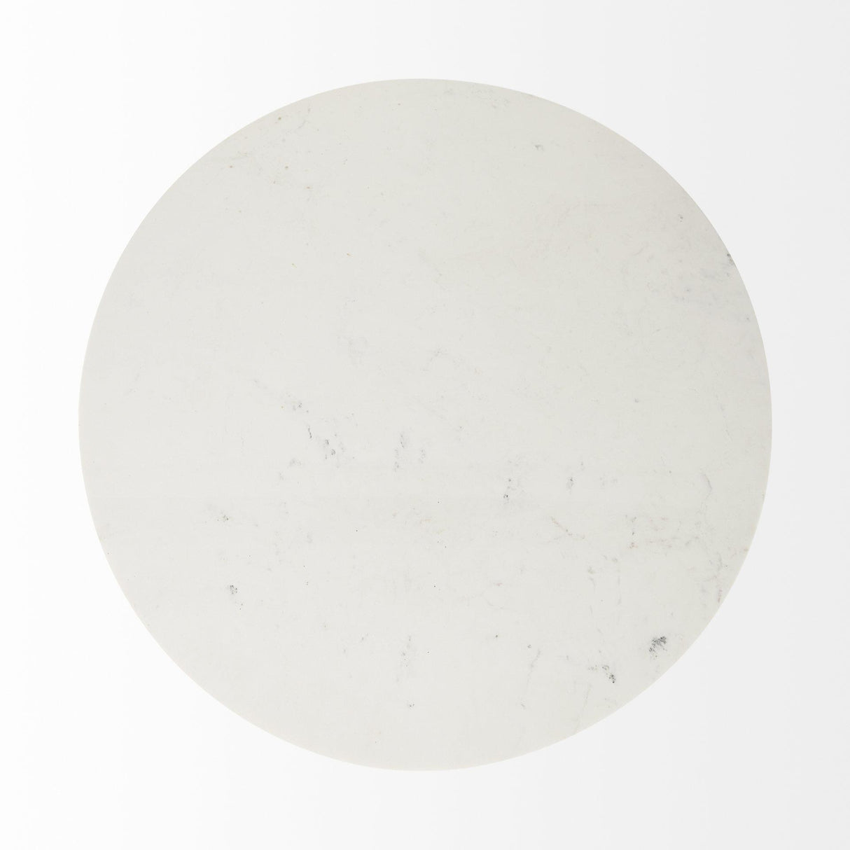 Mercana Maxwell 48L x 48W x 30H White Marble Round Top W/ Black Metal and Wood Pedestal Base Dining Table