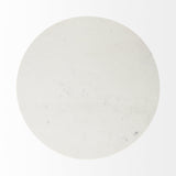 Mercana Maxwell 48L x 48W x 30H White Marble Round Top W/ Black Metal and Wood Pedestal Base Dining Table