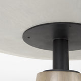 Mercana Maxwell 48L x 48W x 30H White Marble Round Top W/ Black Metal and Wood Pedestal Base Dining Table