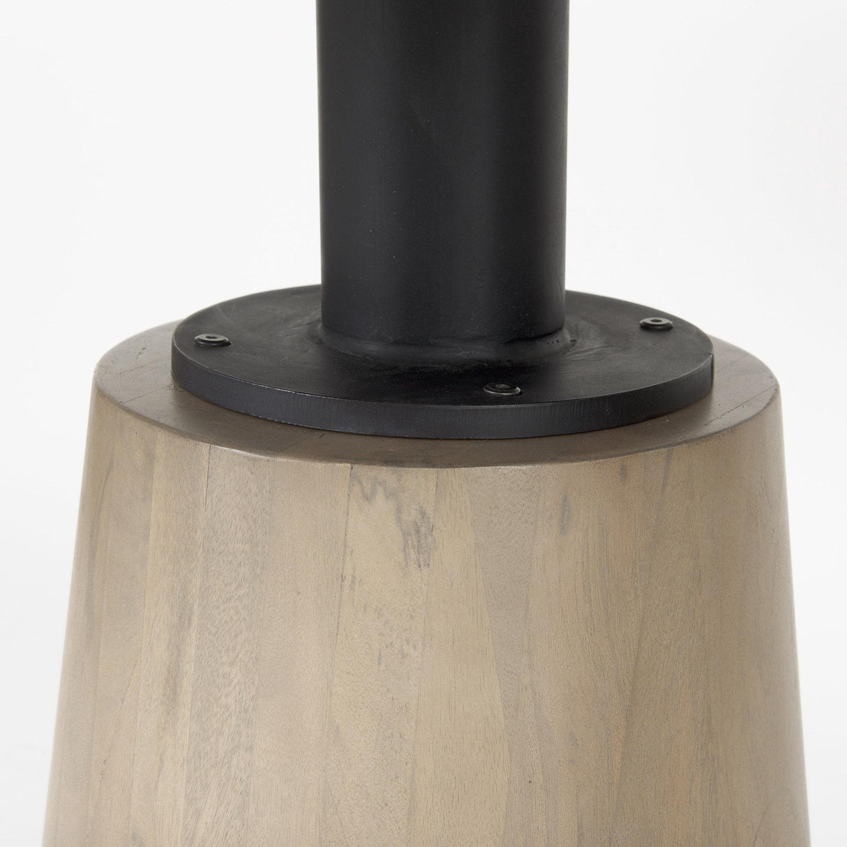 Mercana Maxwell 48L x 48W x 30H White Marble Round Top W/ Black Metal and Wood Pedestal Base Dining Table