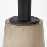 Mercana Maxwell 48L x 48W x 30H White Marble Round Top W/ Black Metal and Wood Pedestal Base Dining Table