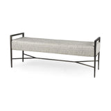 Mercana Charlotte 55.0L Gray Herringbone Fabric Seat w/ Antique Nickel Metal Frame Bench