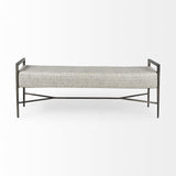 Mercana Charlotte 55.0L Gray Herringbone Fabric Seat w/ Antique Nickel Metal Frame Bench