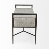 Mercana Charlotte 55.0L Gray Herringbone Fabric Seat w/ Antique Nickel Metal Frame Bench