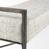 Mercana Charlotte 55.0L Gray Herringbone Fabric Seat w/ Antique Nickel Metal Frame Bench