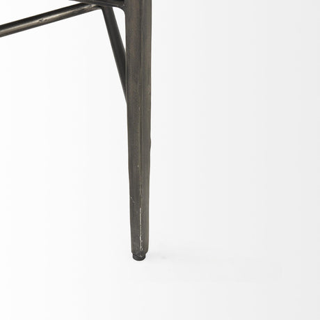 Mercana Charlotte 55.0L Gray Herringbone Fabric Seat w/ Antique Nickel Metal Frame Bench