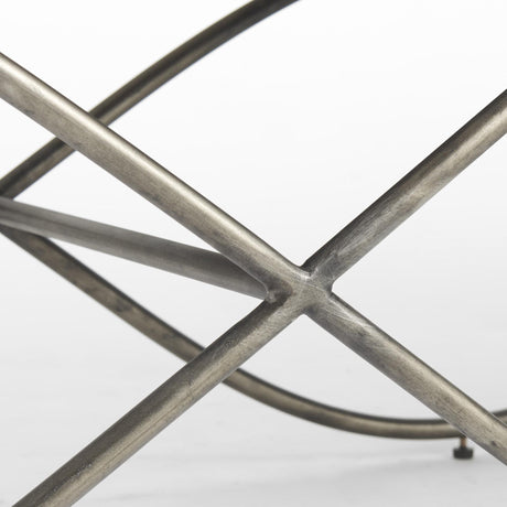 Mercana Ayla 55L x 17.6W x 18H Cream Fabric Seat W/ Antique Nickel Frame Bench